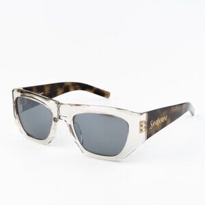 NEW Saint Laurent SL740 003 Beige Havana Silver Square Unisex Sunglasses